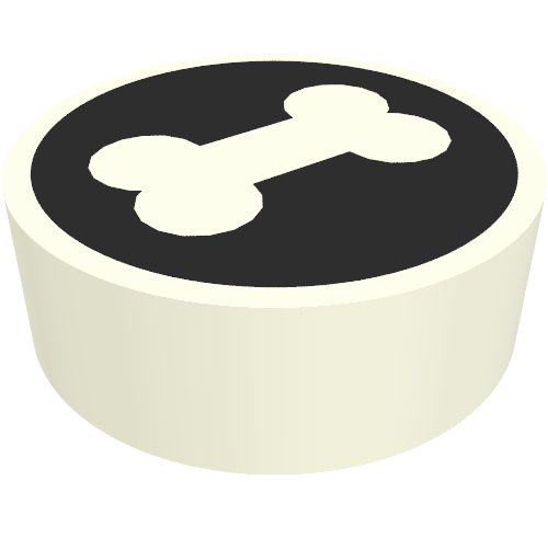 Tile Round 1 x 1 with White Bone on Black Background print