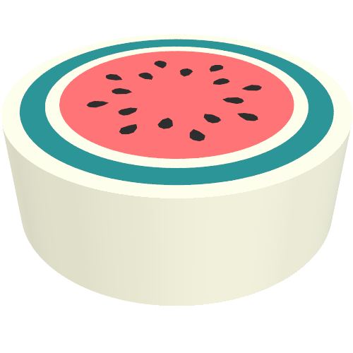 Tile Round 1 x 1 with Watermelon Inside print
