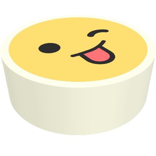 Tile Round 1 x 1 with Smiley Wink, Tongue print