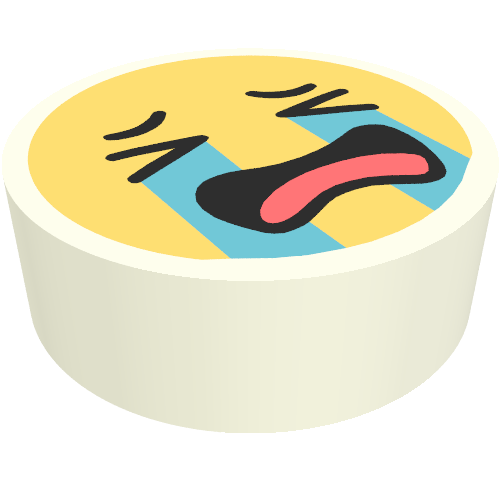 Tile Round 1 x 1 with Smiley Crying Face print