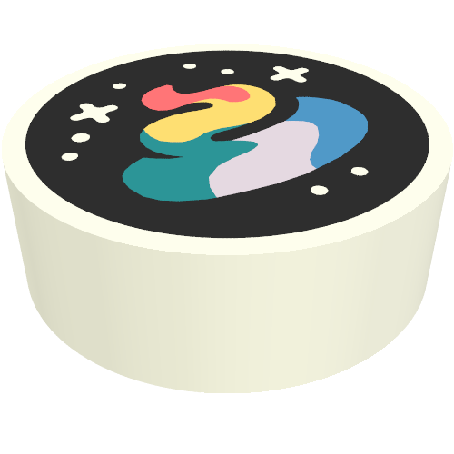 Tile Round 1 x 1 with Rainbow Poop/Turd, Stars print