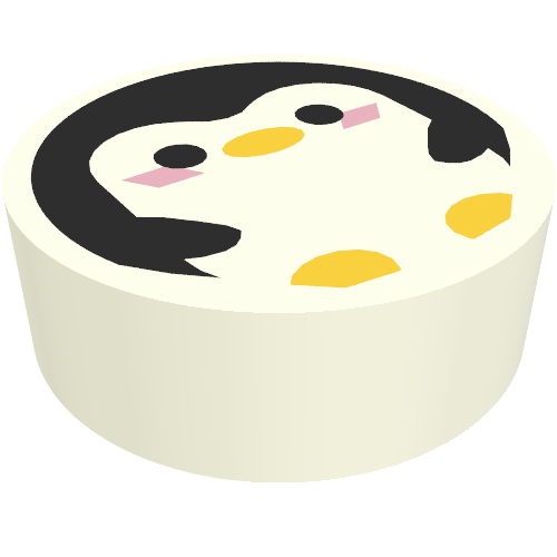 Tile Round 1 x 1 with Penguin print