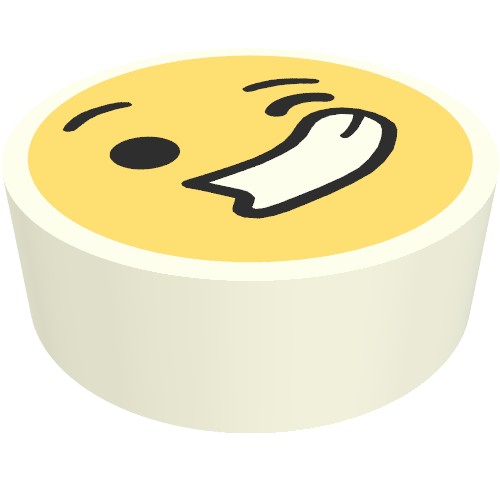 Tile Round 1 x 1 with Yellow Wink, Smile Face print