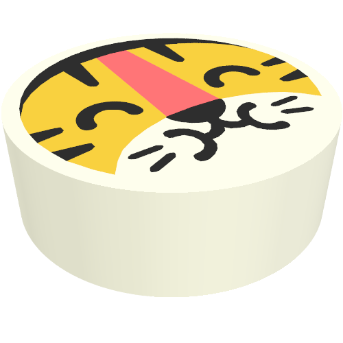 Tile Round 1 x 1 with Tiger print