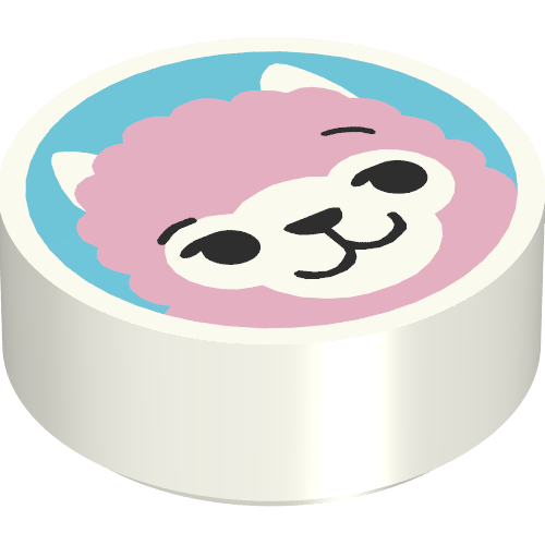 Tile Round 1 x 1 with Pink Llama, Dark Azure Background print