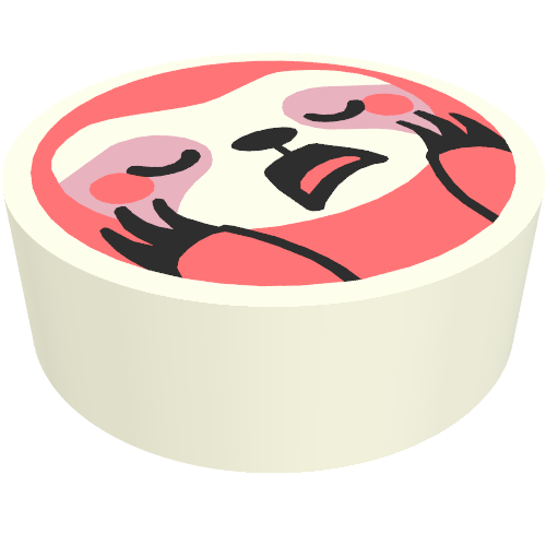 Tile Round 1 x 1 with Coral Sloth print