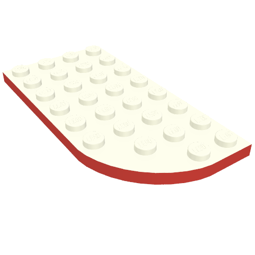 Plate Round Curved 4 x 8 Left with Waffle Bottom with Red Line on Curved Edge Print