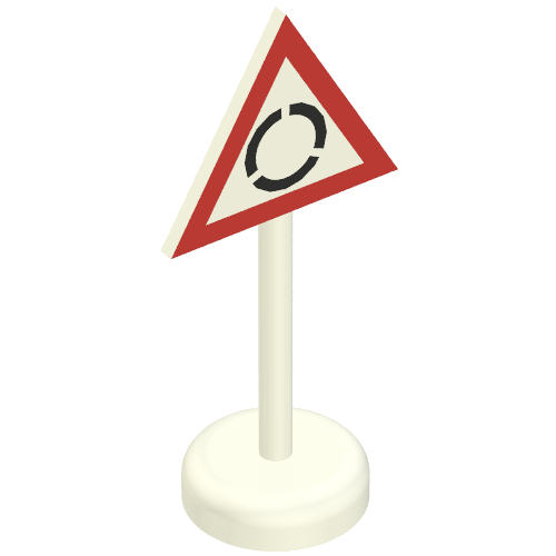Road Sign Old Triangle with Roundabout Print Single Piece Unit