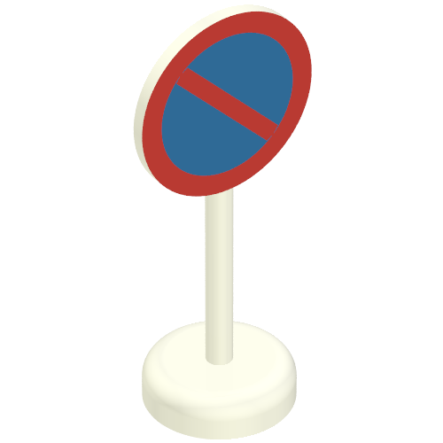 Road Sign Old Round with No Parking Blue Print Single Piece Unit