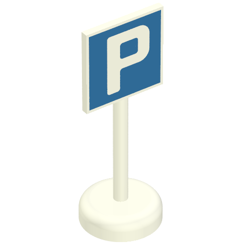 Road Sign Old Square with Parking 'P' Print Single Piece Unit