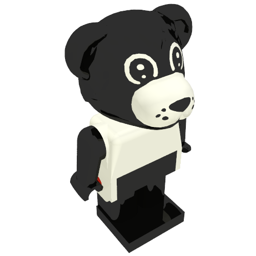Fabuland Figure Billy Bear with Black Head, White Torso, Black Arms, Hands and Legs