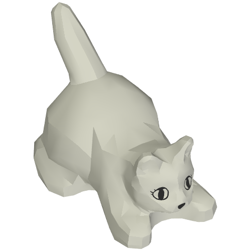 Animal, Cat, Kitten Crouching with Black Eyes, Eyelashes, and Nose Print