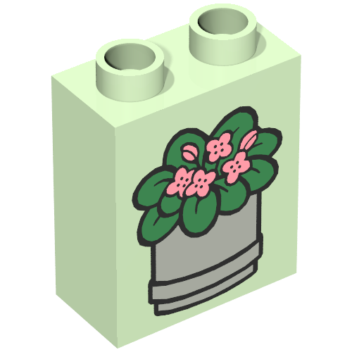 Duplo Brick 1 x 2 x 2 with Potted Plant Print