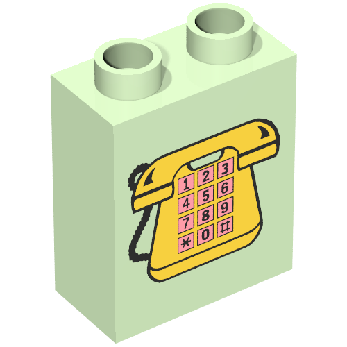 Duplo Brick 1 x 2 x 2 with Yellow Telephone, and Pink Buttons Print