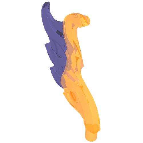 Wave / Flame Rounded Wing Shaped with Bar with Marbled Trans-Dark Pink Print