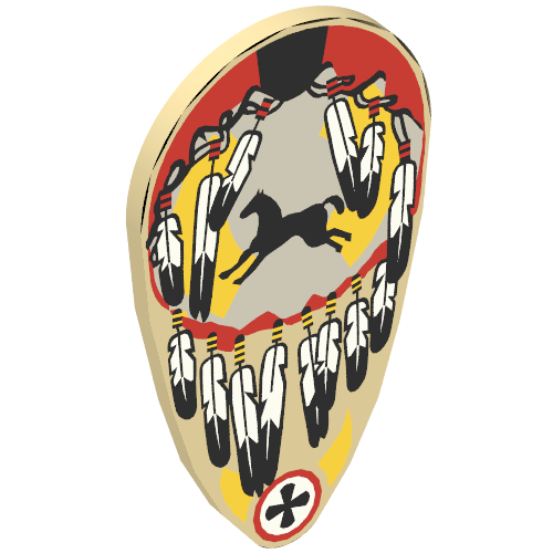 Shield Ovoid with Feathers and Horse Print
