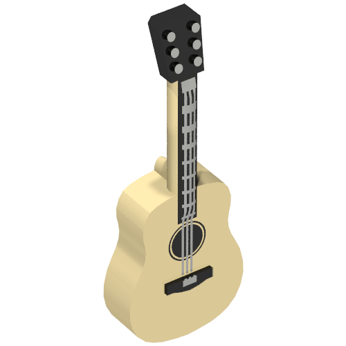 Musical Instrument Guitar Acoustic with Black Neck and Silver Strings Print