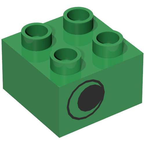 Duplo Brick 2 x 2 with Eye without White Print, on One Side, Offset Left