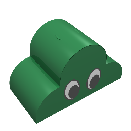 Brick Curved 2 x 4 x 2 Triple, No Studs with Eyes Simple Print