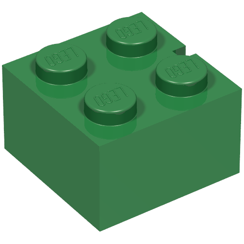 Brick 2 x 2 without Bottom Tubes, Slotted (with 1 slot)