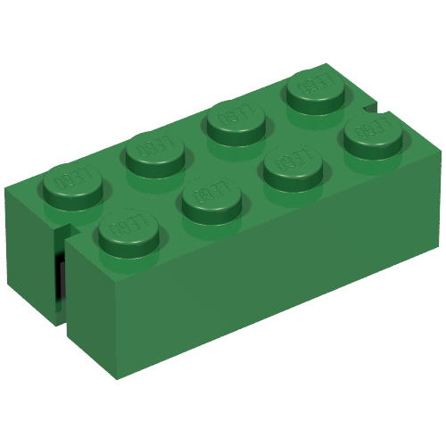 Brick 2 x 4 without Bottom Tubes, Slotted (with 2 slots)