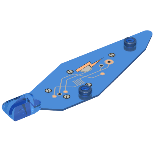 Wing Insectoid Small with Arm Hinge and Circuitry Print Left (Print on Top, Tip at Left, Logo at Back Edge)