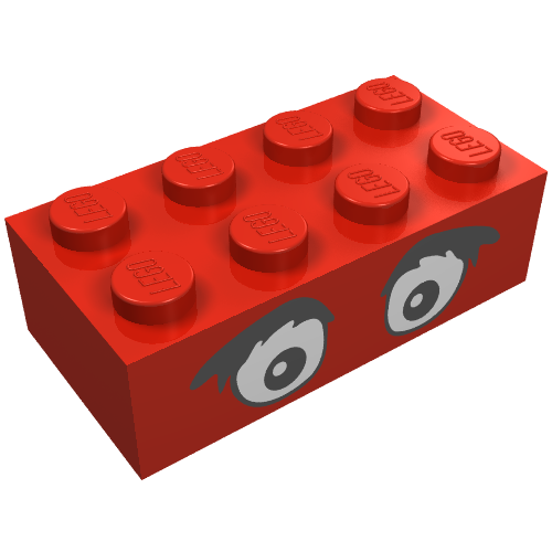 Brick 2 x 4 with Eyes and Bushy Eyebrows Print