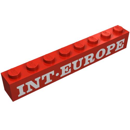 Brick 1 x 8 with 'INT-EUROPE' Serif White Print