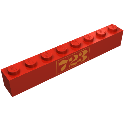 Brick 1 x 8 with Gold '723' Print