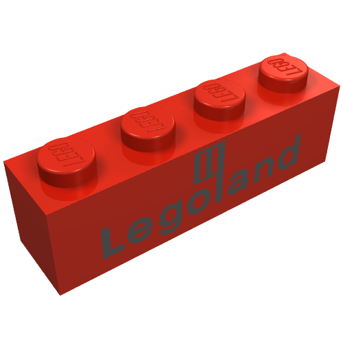 Brick 1 x 4 with Black 'Legoland' Logo Print