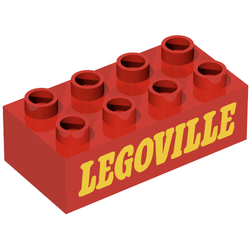 Duplo Brick 2 x 4 with 'LEGOVILLE' Print