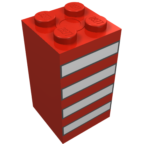 Brick 2 x 2 x 3 with White Stripes Black Outlined Print