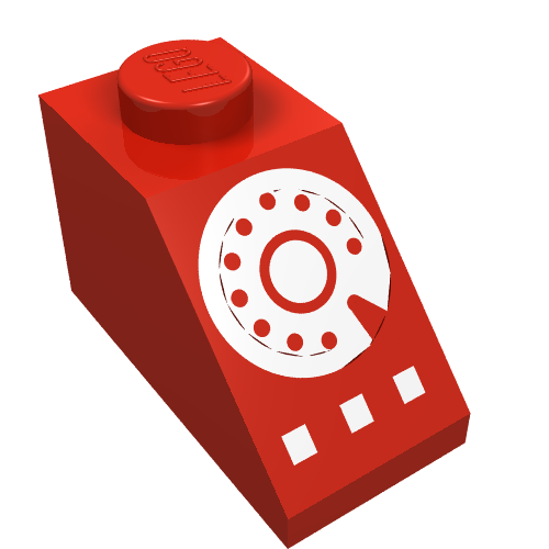 Slope 45° 2 x 1 with Bottom pin, with White Rotary Dial Print