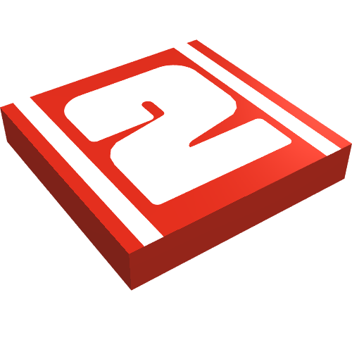 Tile 2 x 2 with White Bold "2" Print