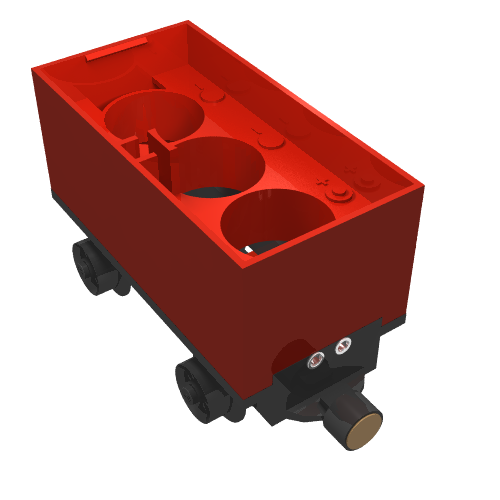 Battery Box, Train Car with Black Base, Black Wheels and Magnets
