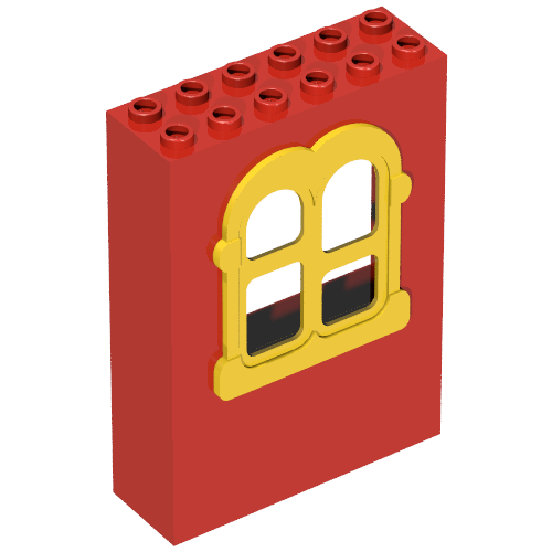Fabuland, Building, 2 x 6 x 7 with Window, Rectangular Yellow