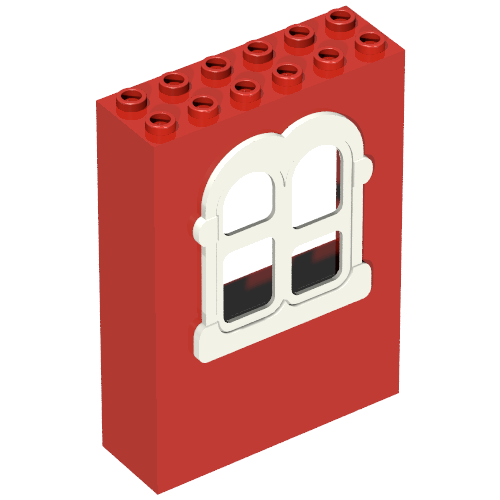 Fabuland, Building, 2 x 6 x 7 with Window, Rectangular White