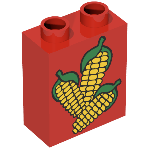 Duplo Brick 1 x 2 x 2 with Corn Print