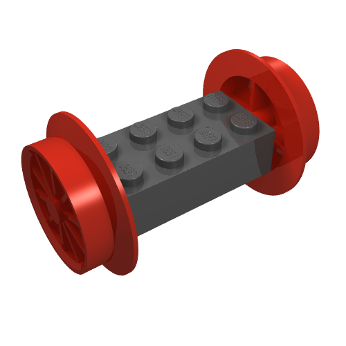 Wheels Train Spoked Large (29mm D.) and Black Brick, Modified 2 x 4 [Red]
