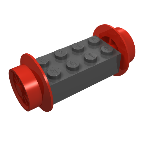 Wheels Train Spoked Small (23mm D.) and Black Brick, Modified 2 x 4 [Red]