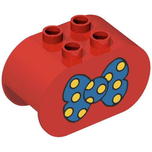 Duplo Brick 2 x 4 x 2 Rounded Ends with Blue Bow Tie with Yellow Spots Print