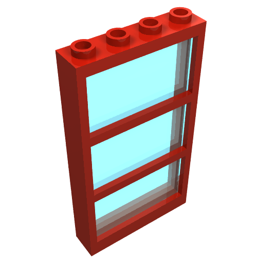 Window 1 x 4 x 6 Frame with 3 Panes, with Fixed Trans-Light Blue Glass