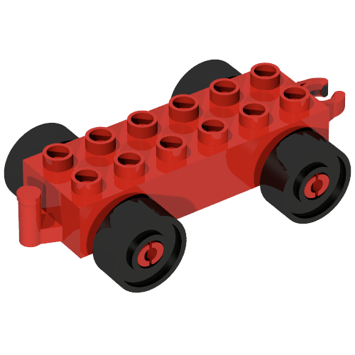 Duplo Car Base, 2 x 6 with Black Wheels and Open Hitch End