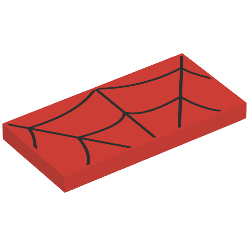 Tile 2 x 4 with Black Web Print (Spiderman)