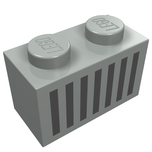 Brick 1 x 2 with Black Grill Print