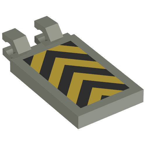 Tile Special 2 x 3 with Horizontal Clips with Yellow and Black Danger Chevron Print