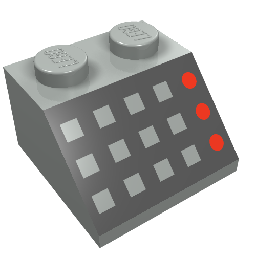 Slope 45° 2 x 2 with 12 Buttons, 3 Red Lamps, Black Panel Print