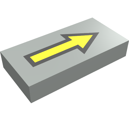 Tile 1 x 2 with Arrow Long Yellow with Black Border Print