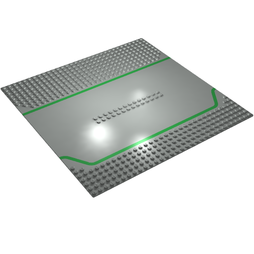 Baseplate 32 x 32 Split with 2 x 14 Center Studs, Service Station with Green Lines Print