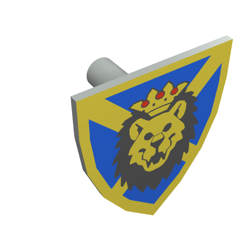 Shield Triangular with Lion Head, Blue and Yellow Print